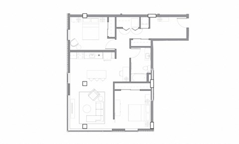 Alley 111 Luxury Apartments in Bellevue, Washington 2x1 Floor Plan